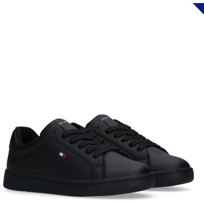 Tommy Hilfiger Baskets à Lacets Basses en Faux Cuir, Jack, Noir, 30 - Publicité Tommy Hilfiger Baskets à Lacets Basses en Faux Cuir, Jack, Noir, 30 - Publicité