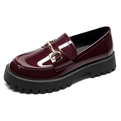 DREAM PAIRS Mocassins pour femmes à plateforme épaisse penny loafer à enfiler chaussures décontractées élégantes d'affaires avec soutien de la voûte plantaire, bordeaux, 41 EU - Publicité DREAM PAIRS Mocassins pour femmes à plateforme épaisse penny loafer à enfiler chaussures décontractées élégantes d'affaires avec soutien de la voûte plantaire, bordeaux, 41 EU - Publicité