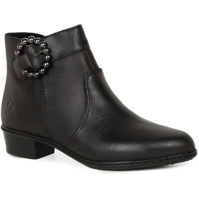 Rieker® Boots en cuir noires à talon décroché bas avec sangle décorative Taille numeric_36 - Publicité Rieker® Boots en cuir noires à talon décroché bas avec sangle décorative Taille numeric_36 - Publicité