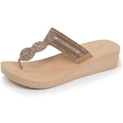 Isotoner Tongs femme à talon de 4cm ultra confortables, 38, beige - Publicité Isotoner Tongs femme à talon de 4cm ultra confortables, 38, beige - Publicité
