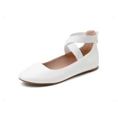 DREAM PAIRS Ballerines Femme à Brides Croisées, Chaussures Plates Confortables Bout Rond Ballerines Décontractées Élégantes,Size 41.5,Blanc/PU,Sole_Stretchy - Publicité DREAM PAIRS Ballerines Femme à Brides Croisées, Chaussures Plates Confortables Bout Rond Ballerines Décontractées Élégantes,Size 41.5,Blanc/PU,Sole_Stretchy - Publicité
