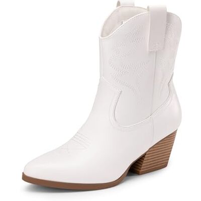 DREAM PAIRS Bottes Femme Western Courtes à Talon Bloc Bas Bout Pointu Bottines Cowboy Cowgirl Brodées Mode pour Automne Hiver,Size 38,Blanc,DWUMAB2504 - Publicité DREAM PAIRS Bottes Femme Western Courtes à Talon Bloc Bas Bout Pointu Bottines Cowboy Cowgirl Brodées Mode pour Automne Hiver,Size 38,Blanc,DWUMAB2504 - Publicité