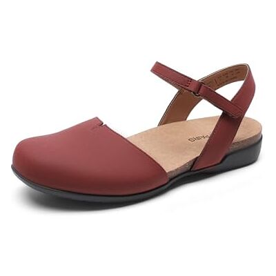 DREAM PAIRS Sandales plates à bout fermé pour femme Soutien de la voûte plantaire Semelle en liège Chaussures d'été, bordeaux, 39.5 EU - Publicité DREAM PAIRS Sandales plates à bout fermé pour femme Soutien de la voûte plantaire Semelle en liège Chaussures d'été, bordeaux, 39.5 EU - Publicité