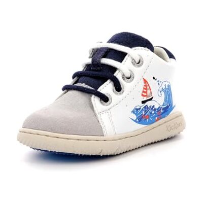 Kickers Kickblace, Bottillons Garçon, Blanc Wave, 23 - Publicité Kickers Kickblace, Bottillons Garçon, Blanc Wave, 23 - Publicité