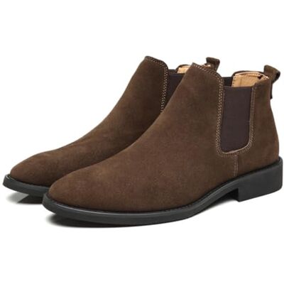 HESYSUAN Bottines Chelsea classiques en daim pour homme, bottes à enfiler, style rétro, couleur unie, confortable, en cuir de vachette avec doublure en polaire, Doublure en polaire marron, 42 1/3 EU - Publicité HESYSUAN Bottines Chelsea classiques en daim pour homme, bottes à enfiler, style rétro, couleur unie, confortable, en cuir de vachette avec doublure en polaire, Doublure en polaire marron, 42 1/3 EU - Publicité
