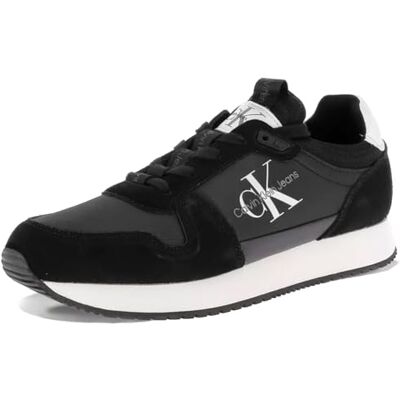 Calvin Klein Jeans Baskets Homme Chaussant à Revers à Lacets Nylon-Cuir Chaussures de Sport, Noir (Black/Bright White), 44 - Publicité Calvin Klein Jeans Baskets Homme Chaussant à Revers à Lacets Nylon-Cuir Chaussures de Sport, Noir (Black/Bright White), 44 - Publicité