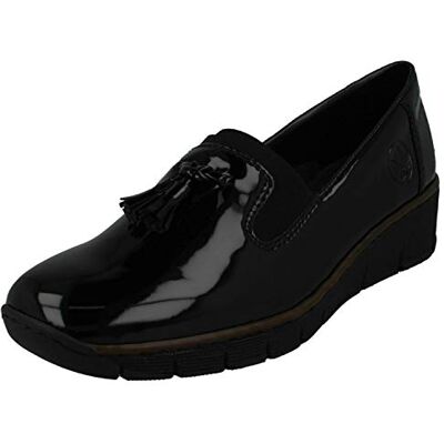 Rieker Gleam Womens Tassel Loafers 39 EU Verni Noir - Publicité Rieker Gleam Womens Tassel Loafers 39 EU Verni Noir - Publicité