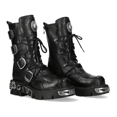 New Rock Bottines M-591-C60 unisexes en cuir de vachette avec boucles, fermeture éclair et lacets Noir, Noir , 37 EU - Publicité New Rock Bottines M-591-C60 unisexes en cuir de vachette avec boucles, fermeture éclair et lacets Noir, Noir , 37 EU - Publicité