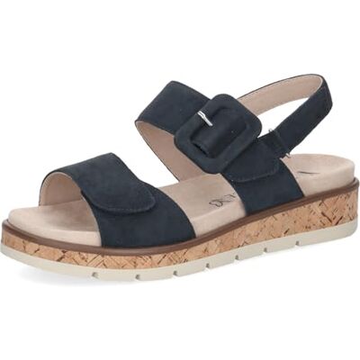 CAPRICE Sandales plates femme en cuir avec plateforme, Bleu (Ocean Suede), 39 EU - Publicité CAPRICE Sandales plates femme en cuir avec plateforme, Bleu (Ocean Suede), 39 EU - Publicité