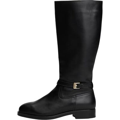 Tommy Hilfiger Bottes Femme Buckle Riding Cuir, Noir (Black), 37 - Publicité Tommy Hilfiger Bottes Femme Buckle Riding Cuir, Noir (Black), 37 - Publicité