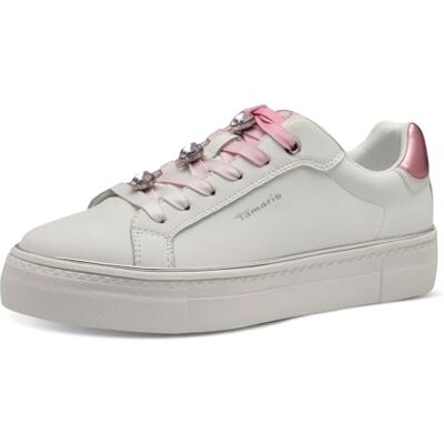 Tamaris Femme Damen Basket, Blanc/Rose, 38 EU - Publicité Tamaris Femme Damen Basket, Blanc/Rose, 38 EU - Publicité