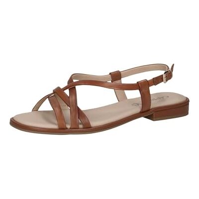 CAPRICE Sandales femme plates en cuir Légères, Marron (Cognac Nappa), 40 EU - Publicité CAPRICE Sandales femme plates en cuir Légères, Marron (Cognac Nappa), 40 EU - Publicité