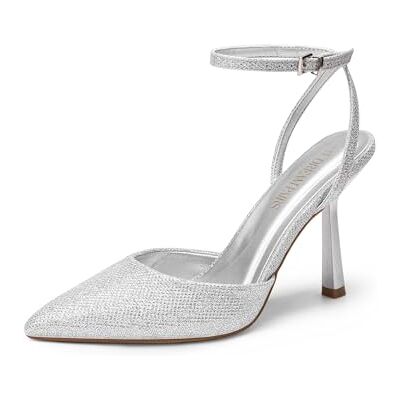 DREAM PAIRS Escarpins Femme Slingback Bout Pointu Talon Aiguille Chaussures à Talons Hauts Élégantes Bride Cheville Réglable, Escarpins Soirée Mariage Bureau Été,Size 41,Argent-Glitter - Publicité DREAM PAIRS Escarpins Femme Slingback Bout Pointu Talon Aiguille Chaussures à Talons Hauts Élégantes Bride Cheville Réglable, Escarpins Soirée Mariage Bureau Été,Size 41,Argent-Glitter - Publicité