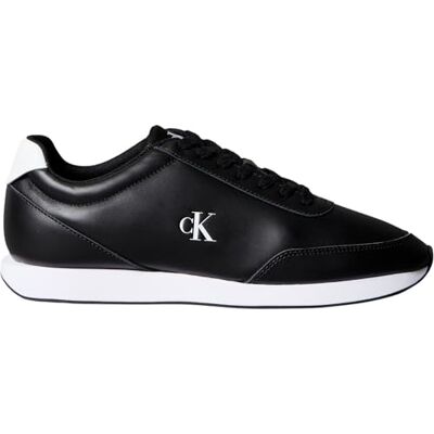Calvin Klein Baskets Homme Retro en Cuir, Noir (Black/Bright White), 47 - Publicité Calvin Klein Baskets Homme Retro en Cuir, Noir (Black/Bright White), 47 - Publicité