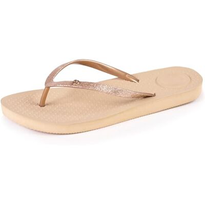 Isotoner Tongs Femme Tige Paillettes,Beige,40 EU - Publicité Isotoner Tongs Femme Tige Paillettes,Beige,40 EU - Publicité