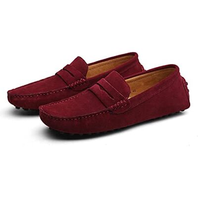 LZQpearl Hommes Chaussons Mocassins, Chaussures Plates pour Hommes en Cuir Suédé, Penny Loafers Décontractés à Enfiler sur Le Pont du Bateau pour Adultes Et Adolescents Unisexes (Wine Red,45) - Publicité LZQpearl Hommes Chaussons Mocassins, Chaussures Plates pour Hommes en Cuir Suédé, Penny Loafers Décontractés à Enfiler sur Le Pont du Bateau pour Adultes Et Adolescents Unisexes (Wine Red,45) - Publicité