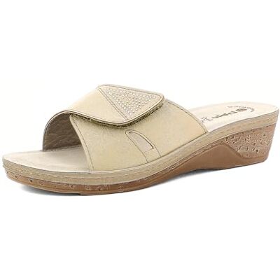 inblu Femme Sandales à Bande avec Strass et Fermeture réglable en Velcro, Semelle intérieure en Cuir véritable, du 35 au 41 Glissante, Sable, 39 EU - Publicité inblu Femme Sandales à Bande avec Strass et Fermeture réglable en Velcro, Semelle intérieure en Cuir véritable, du 35 au 41 Glissante, Sable, 39 EU - Publicité