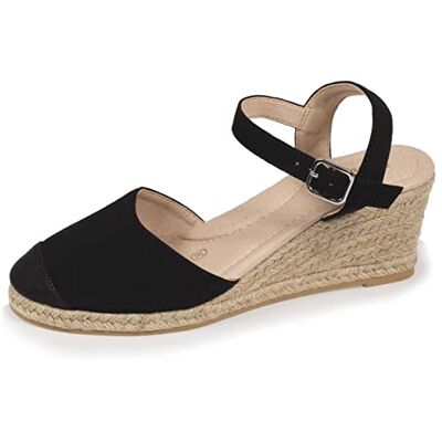 Isotoner Espadrilles Femme à Talon de 6 cm, Ultra Confortable, Semelle à mémoire de Forme, 37, Noir - Publicité Isotoner Espadrilles Femme à Talon de 6 cm, Ultra Confortable, Semelle à mémoire de Forme, 37, Noir - Publicité