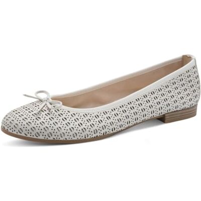 Tamaris Femme Ballerine cuir plate blanc 38 EU - Publicité Tamaris Femme Ballerine cuir plate blanc 38 EU - Publicité