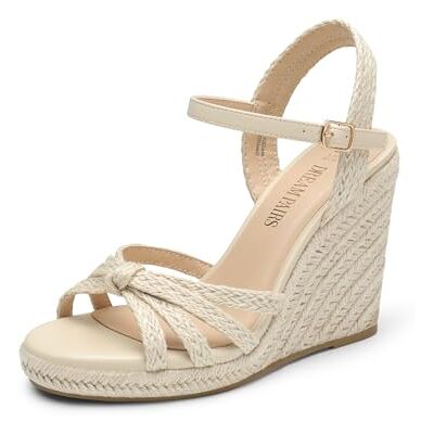DREAM PAIRS Sandales d'été habillées pour femme, espadrilles à lanières décontractées et tressées, confortables avec bout ouvert et sangle de cheville, Raphia beige, 40.5 EU - Publicité DREAM PAIRS Sandales d'été habillées pour femme, espadrilles à lanières décontractées et tressées, confortables avec bout ouvert et sangle de cheville, Raphia beige, 40.5 EU - Publicité