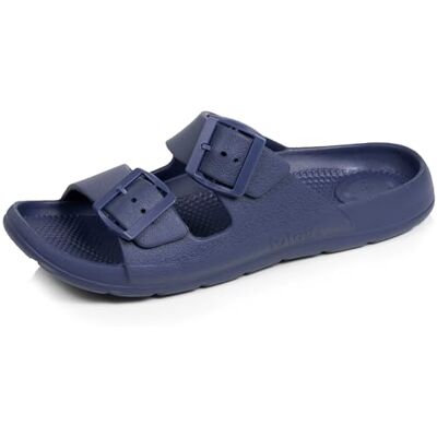 Isotoner Mules Claquettes Homme Double Bride, Semelle Confortable et légère, Sandale de Plage, Piscine, 42, Marine - Publicité Isotoner Mules Claquettes Homme Double Bride, Semelle Confortable et légère, Sandale de Plage, Piscine, 42, Marine - Publicité
