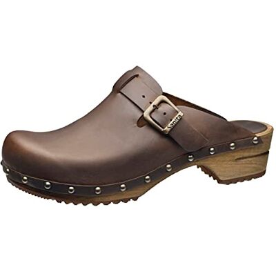 Sanita Kristel Sabots Ouverts Produit Original Fabriqué à la Main pour Femme Sabots en Cuir avec Semelle en Bois Marron foncé 42 EU - Publicité Sanita Kristel Sabots Ouverts Produit Original Fabriqué à la Main pour Femme Sabots en Cuir avec Semelle en Bois Marron foncé 42 EU - Publicité
