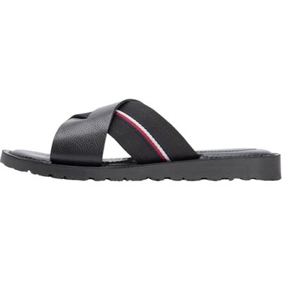 Tommy Hilfiger Sandales plates Core Hilfiger Lth Criss C pour homme, noir (noir), pointure 43 - Publicité Tommy Hilfiger Sandales plates Core Hilfiger Lth Criss C pour homme, noir (noir), pointure 43 - Publicité