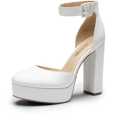 DREAM PAIRS Escarpins Femme Talon Haut Sexy, Chaussures à Talon Plateforme, Look Élégant pour Travail, Sortie ou Cérémonie Confort et Style,Size 40,Blanc-PU,SDPU2419W - Publicité DREAM PAIRS Escarpins Femme Talon Haut Sexy, Chaussures à Talon Plateforme, Look Élégant pour Travail, Sortie ou Cérémonie Confort et Style,Size 40,Blanc-PU,SDPU2419W - Publicité