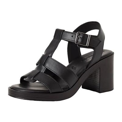 Sandale femme Tamaris à talon bloc en cuir noir 39 EU - Publicité Sandale femme Tamaris à talon bloc en cuir noir 39 EU - Publicité