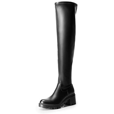 DREAM PAIRS Bottes Hautes à Talon pour Femmes Tendance Bottes Au-Dessus du Genou Confortable,Size 39,Noir-PU,SDOB2406W - Publicité DREAM PAIRS Bottes Hautes à Talon pour Femmes Tendance Bottes Au-Dessus du Genou Confortable,Size 39,Noir-PU,SDOB2406W - Publicité