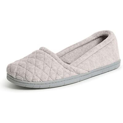 Dearfoams Femme Katie Velour Secure-fit Closed Back Memory Foam Comfort Slip on Loafer W/Rubber Sole Chausson, Gris Clair chiné/Bahia S14, Large - Publicité Dearfoams Femme Katie Velour Secure-fit Closed Back Memory Foam Comfort Slip on Loafer W/Rubber Sole Chausson, Gris Clair chiné/Bahia S14, Large - Publicité