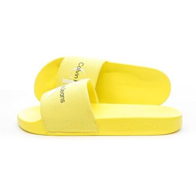 Calvin Klein Claquettes Jaune Femme Jeans Slide Monogram Jaune 38FR - Publicité Calvin Klein Claquettes Jaune Femme Jeans Slide Monogram Jaune 38FR - Publicité