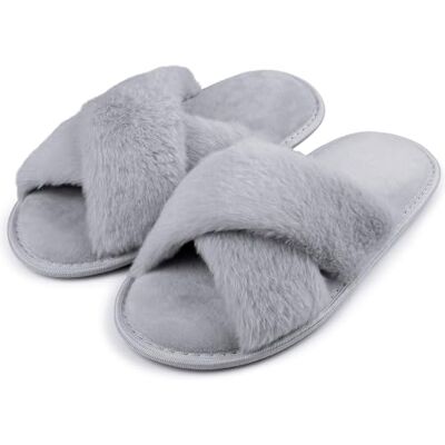 riemot Chaussons Femme Pantoufles en Mousse à Mémoire de Forme Antidérapantes et Confortables Chaussons Femme Hiver Pelucheuses Pelucheuses Bout Ouvert Slippers Pour Intérieur/extérieur,Grey,EU40-41 - Publicité riemot Chaussons Femme Pantoufles en Mousse à Mémoire de Forme Antidérapantes et Confortables Chaussons Femme Hiver Pelucheuses Pelucheuses Bout Ouvert Slippers Pour Intérieur/extérieur,Grey,EU40-41 - Publicité