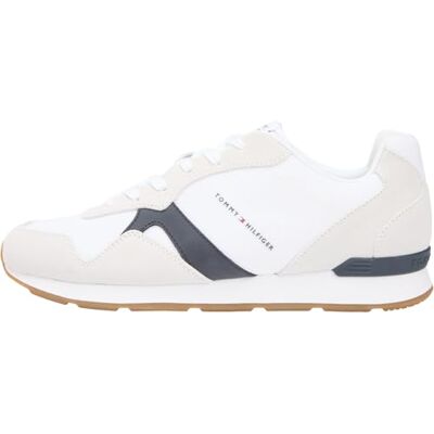 Tommy Hilfiger Hommes Runner Icon Mix Low Top, Blanc (Blanc), 46, White, 46 EU - Publicité Tommy Hilfiger Hommes Runner Icon Mix Low Top, Blanc (Blanc), 46, White, 46 EU - Publicité
