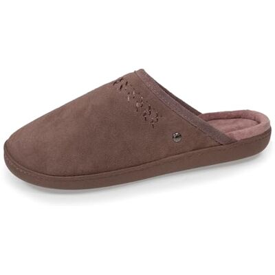 Isotoner Chaussons pantoufles Mules femme ultra confortables et légères, en coton biologique et semelle à mémoire de forme, 36, taupe - Publicité Isotoner Chaussons pantoufles Mules femme ultra confortables et légères, en coton biologique et semelle à mémoire de forme, 36, taupe - Publicité