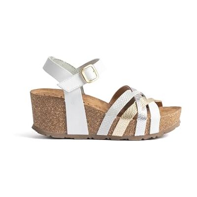 Yokono Sandales compensées BARI-264 Gold Chaussures Femme Printemps-été Cuir de Vachette Nappa/Perle 6 cm - Publicité Yokono Sandales compensées BARI-264 Gold Chaussures Femme Printemps-été Cuir de Vachette Nappa/Perle 6 cm - Publicité
