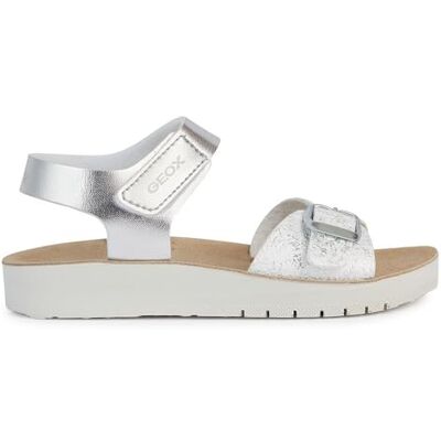 Geox Fille J Sandal Costarei Gi, Argenté Blanc, 34 EU - Publicité Geox Fille J Sandal Costarei Gi, Argenté Blanc, 34 EU - Publicité