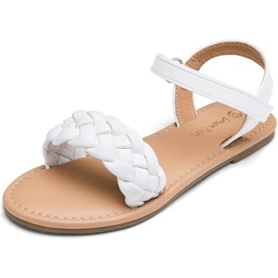 DREAM PAIRS Sandales plates tressées classiques à bout ouvert pour filles, blanc, 30 EU - Publicité DREAM PAIRS Sandales plates tressées classiques à bout ouvert pour filles, blanc, 30 EU - Publicité