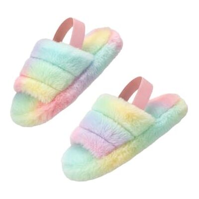 A2Z 4 Kids Fille Garçons Duveteux Chaussons Fausse Fourrure Matelassé SLPR AZ32040 Rainbow 11/12 UK Ch - Publicité A2Z 4 Kids Fille Garçons Duveteux Chaussons Fausse Fourrure Matelassé SLPR AZ32040 Rainbow 11/12 UK Ch - Publicité