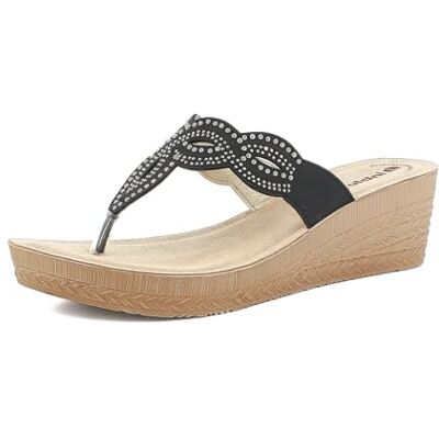inblu Femme Ciabatte Donna Infradito Brillantini Con Zeppa E Plateau, Plantare in Pelle Imbottito Multiprise, Noir, 38 EU - Publicité inblu Femme Ciabatte Donna Infradito Brillantini Con Zeppa E Plateau, Plantare in Pelle Imbottito Multiprise, Noir, 38 EU - Publicité