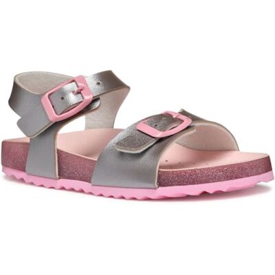 Geox J Adriel Girl I, Sandale Fille, Silver/Pink, - Publicité Geox J Adriel Girl I, Sandale Fille, Silver/Pink, - Publicité