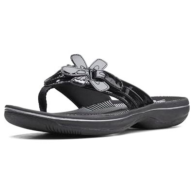 Clarks Femme Brinkley Flora Tongues, Noir Verni, 41.5 EU - Publicité Clarks Femme Brinkley Flora Tongues, Noir Verni, 41.5 EU - Publicité