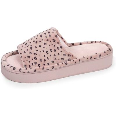 Isotoner Chaussons Mules femme ouvertes plateforme 3,5 cm 39 léopard blush - Publicité Isotoner Chaussons Mules femme ouvertes plateforme 3,5 cm 39 léopard blush - Publicité