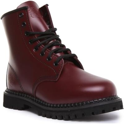 Grinders Cedric CS Derby Bottes passepoilées 8 trous Cherry Goodyear pour homme, cerise, 42 2/3 EU - Publicité Grinders Cedric CS Derby Bottes passepoilées 8 trous Cherry Goodyear pour homme, cerise, 42 2/3 EU - Publicité