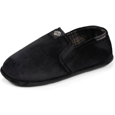 Isotoner Chaussons pantoufles Charentaises homme velours doux, sans-gêne, maintien le pied, 43, noir/tartan - Publicité Isotoner Chaussons pantoufles Charentaises homme velours doux, sans-gêne, maintien le pied, 43, noir/tartan - Publicité
