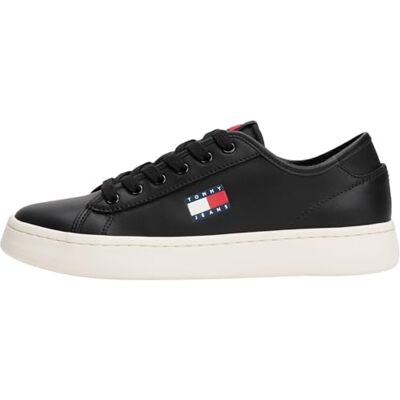 Tommy Jeans Baskets Femme Lightweight en Cuir, Noir (Black), 41 - Publicité Tommy Jeans Baskets Femme Lightweight en Cuir, Noir (Black), 41 - Publicité