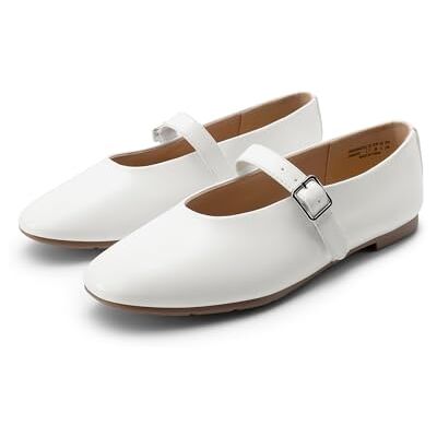 Dream Pairs Ballerines Mary Jane pour femmes avec boucle et sangle à boucle, bout rond, confortables, décontractées, faciles à enfiler, blanc, 40 EU - Publicité Dream Pairs Ballerines Mary Jane pour femmes avec boucle et sangle à boucle, bout rond, confortables, décontractées, faciles à enfiler, blanc, 40 EU - Publicité