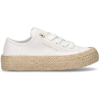 Tommy Hilfiger Baskets en Tissu avec Semelle en Corde, Beverly, Blanc, 30 - Publicité Tommy Hilfiger Baskets en Tissu avec Semelle en Corde, Beverly, Blanc, 30 - Publicité