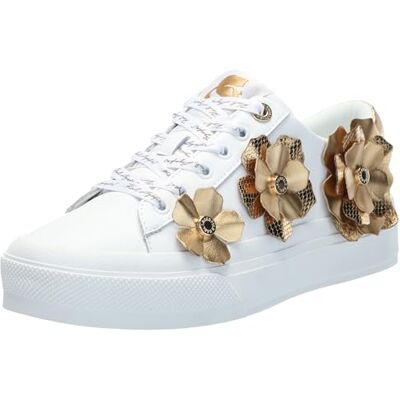 Karl Lagerfeld Paris Georgia Baskets à Lacets pour Femme, Blanc Brillant/doré, 9 - Publicité Karl Lagerfeld Paris Georgia Baskets à Lacets pour Femme, Blanc Brillant/doré, 9 - Publicité