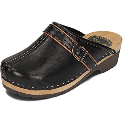 BeComfy Sabots en Cuir pour Femmes avec Semelle en Bois Noir Bleu 35-41 EU (Noir VK32, Système Taille Chaussures EU, Adulte, Numérique, Large, 40) - Publicité BeComfy Sabots en Cuir pour Femmes avec Semelle en Bois Noir Bleu 35-41 EU (Noir VK32, Système Taille Chaussures EU, Adulte, Numérique, Large, 40) - Publicité